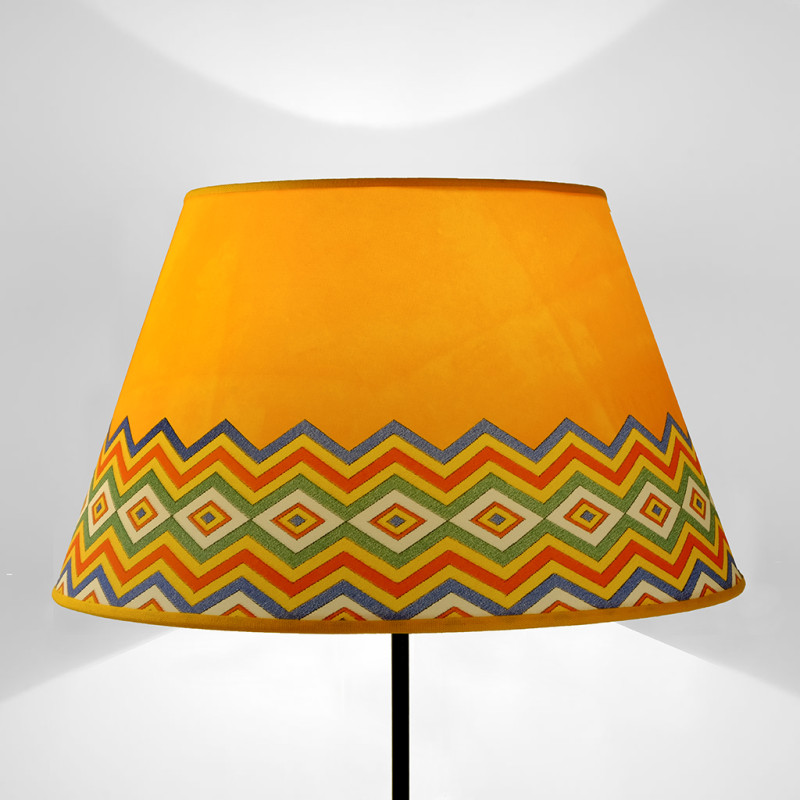 Paralume tronco di cono Geometrico Arancio Cornice ZigZag