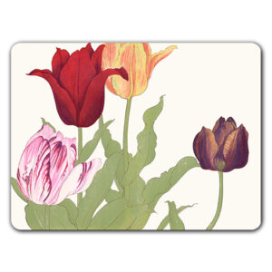 Sottopiatto con tulipani colorati su fondo crema