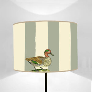 Cylinder Lampshade Ducks on Glaucous Green stripes