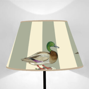 Fauna Duck Lampshade on Glaucous Green Stripes