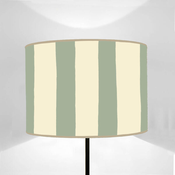 Wide Striped Glaucous Green Cylinder Lampshade