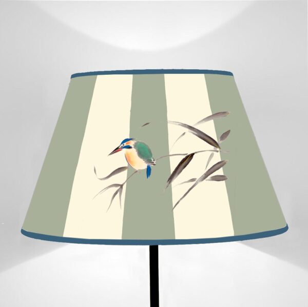 Truncated Cone Lampshade Fauna Kingfisher on Glaucus Stripes